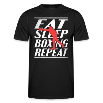 Essen Schlafen Boxen - Männer Funktions-T-Shirt - Schwarz - Vorne - AI Model Male 178 dark (178cm)