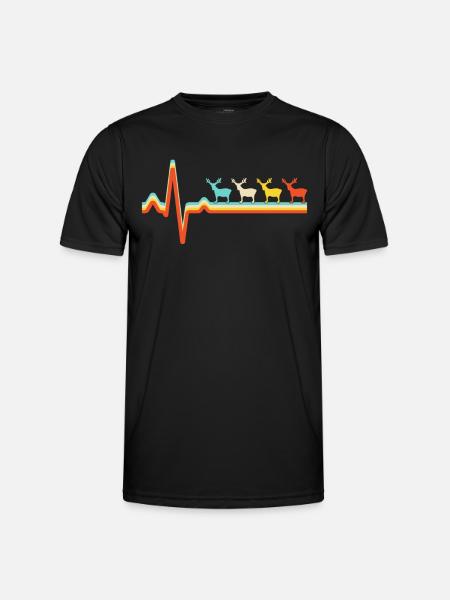 Deer retro heartbeat - Men's Functional T-Shirt - black