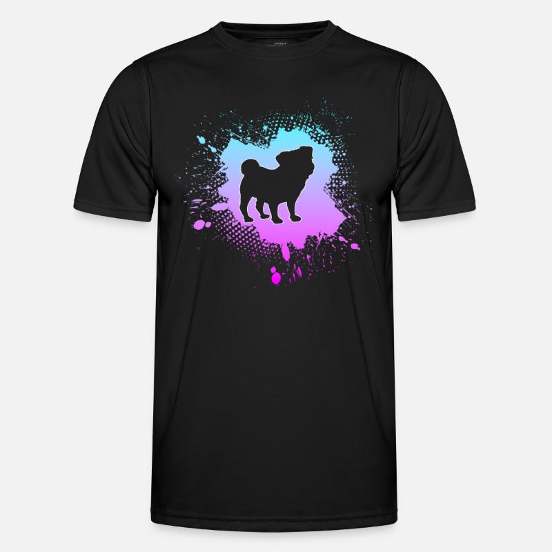 Mops - Männer Funktions-T-Shirt - Schwarz