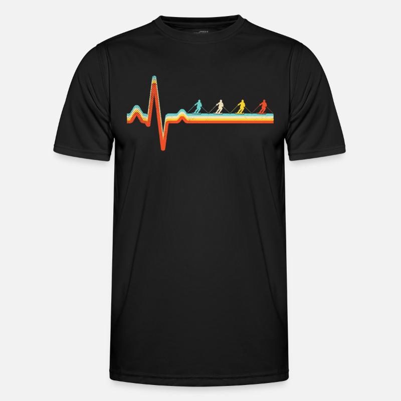 Ski Retro Herzschlag Männer Funktions-T-Shirt