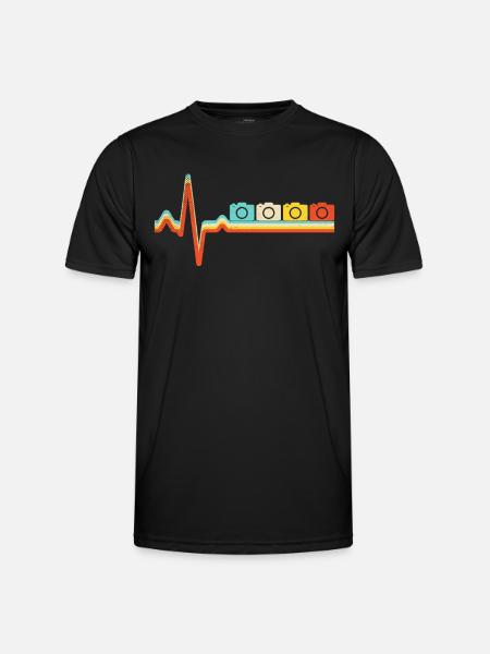 Photography Retro Heartbeat - Men's Functional T-Shirt - black