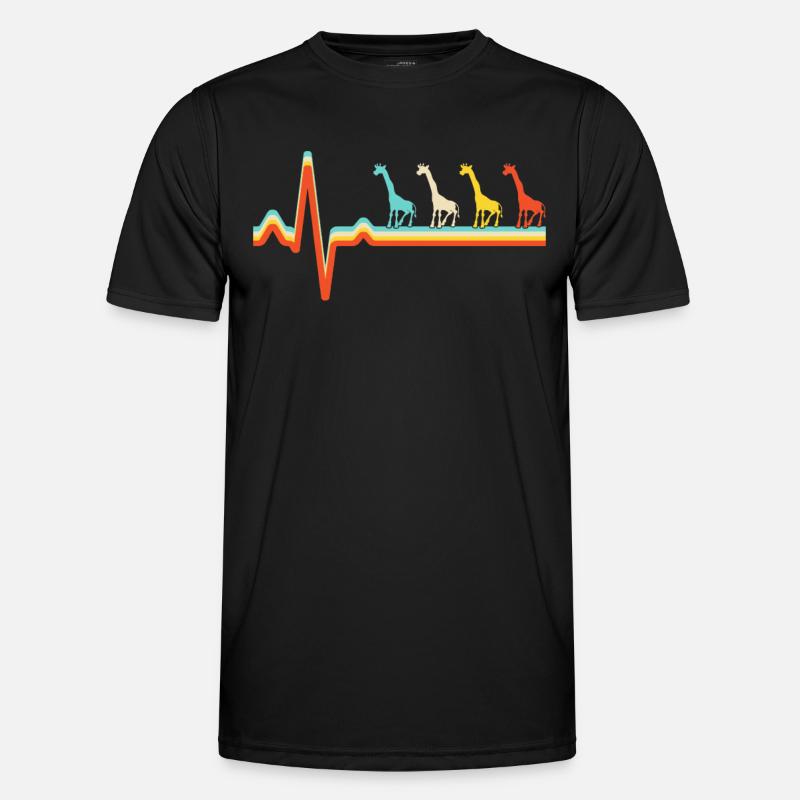 Giraffe Retro Herzschlag Männer Funktions-T-Shirt
