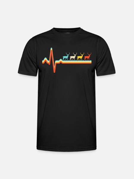 Deer Retro Heartbeat - Men's Functional T-Shirt - black