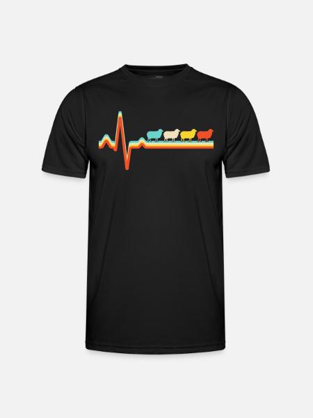 Sheep Retro Heartbeat - Men's Functional T-Shirt - black