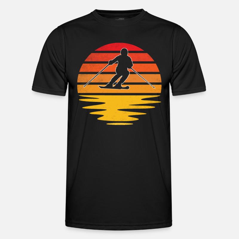 Ski Retro - Männer Funktions-T-Shirt - Schwarz