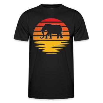 Elefant Retro - Männer Funktions-T-Shirt - Schwarz - Vorne - AI Model Male 178 dark (178cm)