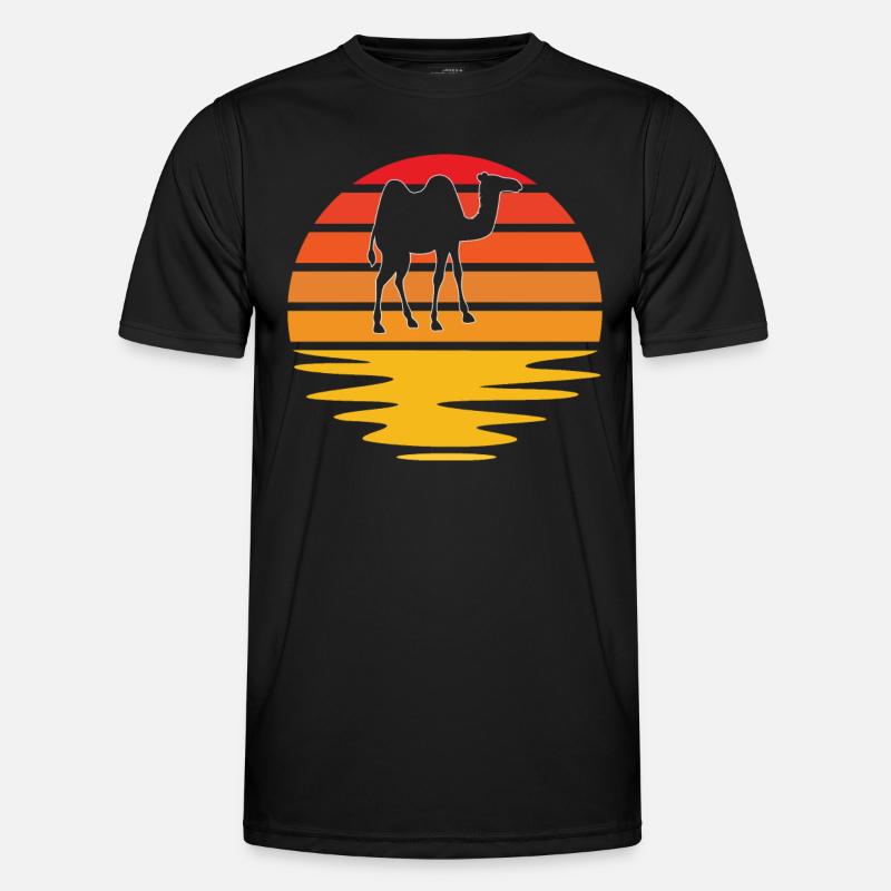 Kamel Retro - Männer Funktions-T-Shirt - Schwarz