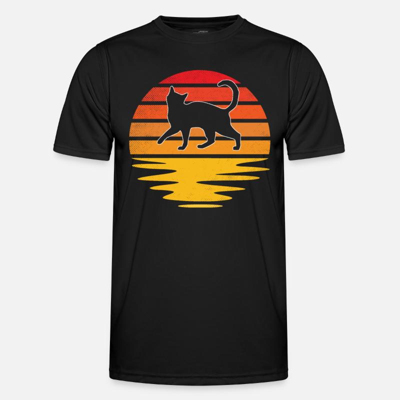 Katze Retro Männer Funktions-T-Shirt