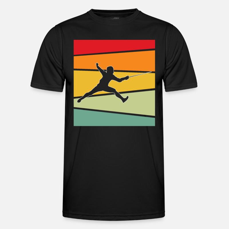 Fechten Retro - Männer Funktions-T-Shirt - Schwarz