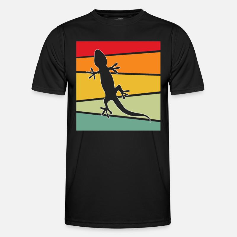 Eidechse Retro - Männer Funktions-T-Shirt - Schwarz