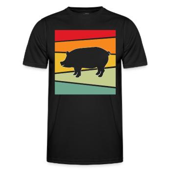 Schwein Retro - Männer Funktions-T-Shirt - Schwarz - Vorne - AI Model Male 178 dark (178cm)