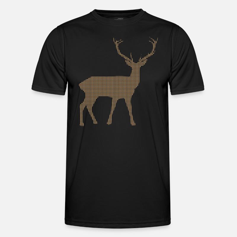 Hirsch - Männer Funktions-T-Shirt - Schwarz
