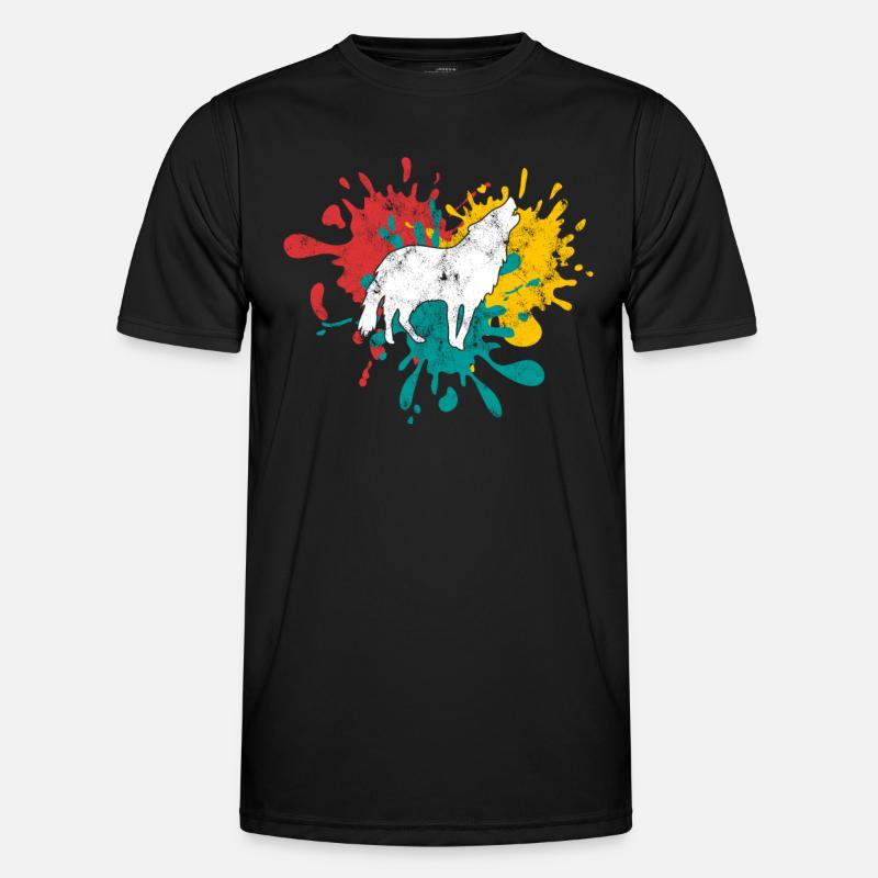 Wolf Silhouette Männer Funktions-T-Shirt