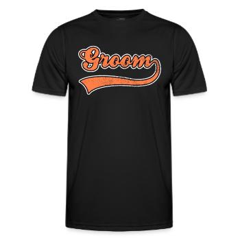 Groom groom lettering - Men's Functional T-Shirt - black - Front - AI Model Male 178 dark (178cm)