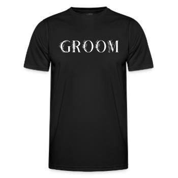 Groom groom lettering - Men's Functional T-Shirt - black - Front - AI Model Male 178 dark (178cm)