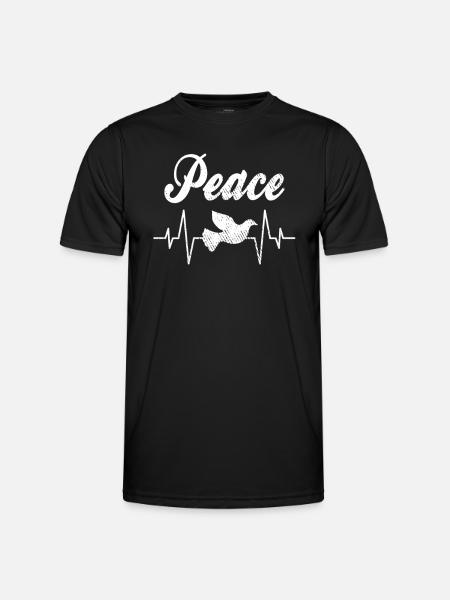Peace Dove Heartbeat - Men's Functional T-Shirt - black