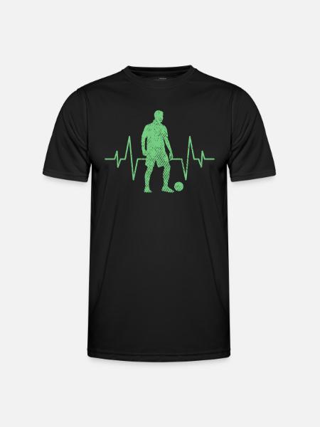 Fußball Herzschlag - Männer Funktions-T-Shirt - Schwarz