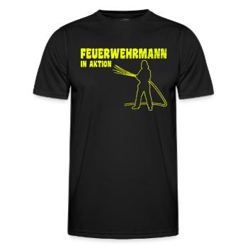 Feuerwehrmann in Aktion - Männer Funktions-T-Shirt - Schwarz - Vorne - AI Model Male 178 dark (178cm)