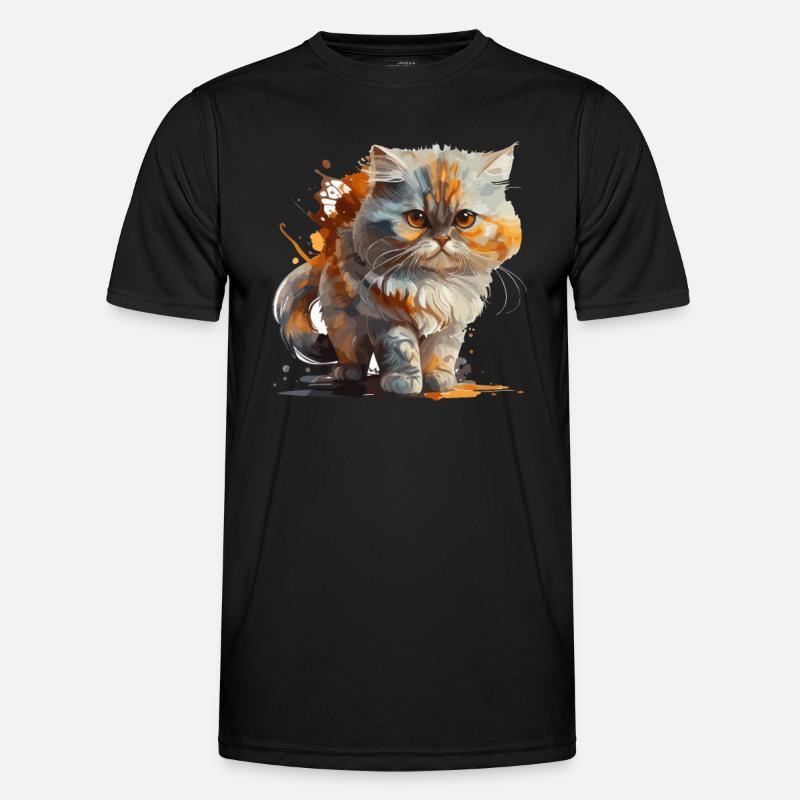 Katze - Männer Funktions-T-Shirt - Schwarz