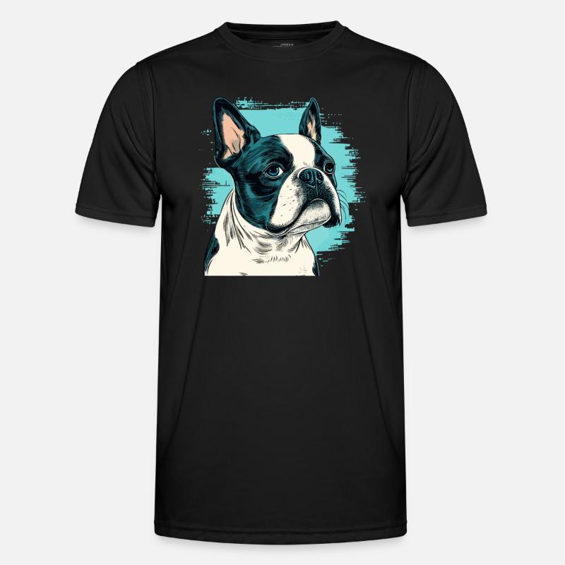 Style de bande dessinée Boston terrier T-shirt sport Homme