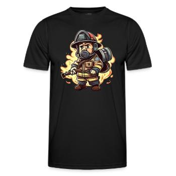 Fireman Cartoon style - Men's Functional T-Shirt - black - Front - AI Model Male 178 dark (178cm)