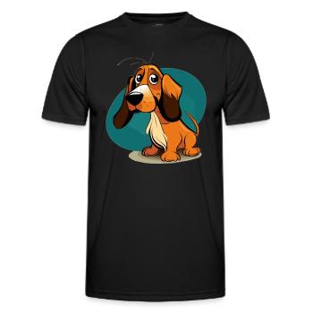 Dog in comic style - Men's Functional T-Shirt - black - Front - AI Model Male 178 dark (178cm)