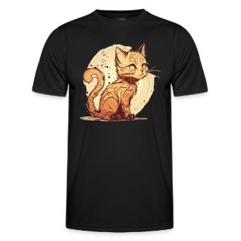 Cat in comic style - Men's Functional T-Shirt - black - Front - AI Model Male 178 dark (178cm)
