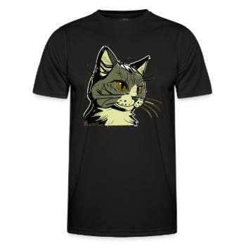 Cat in comic style - Men's Functional T-Shirt - black - Front - AI Model Male 178 dark (178cm)