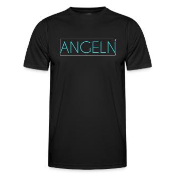 Angeln Schriftzug - Männer Funktions-T-Shirt - Schwarz - Vorne - AI Model Male 178 dark (178cm)