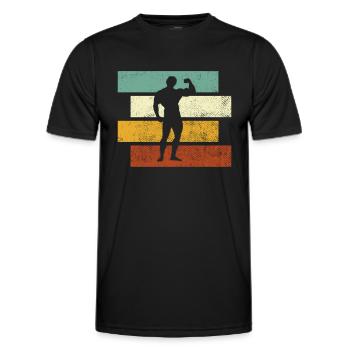 Body building Retro - Männer Funktions-T-Shirt - Schwarz - Vorne - AI Model Male 178 dark (178cm)
