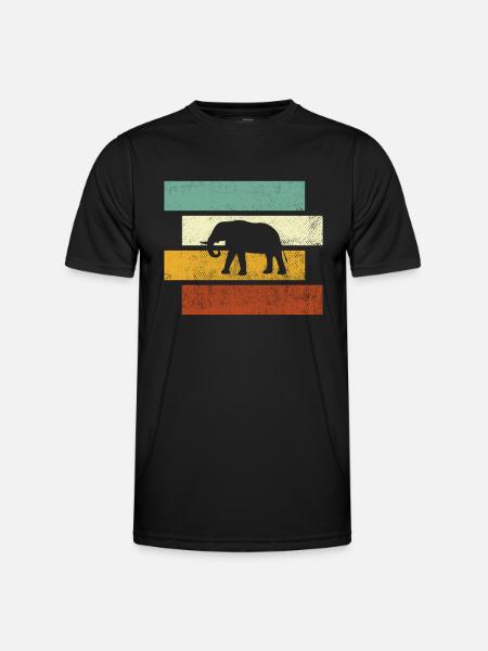 Elefant Retro - Männer Funktions-T-Shirt - Schwarz