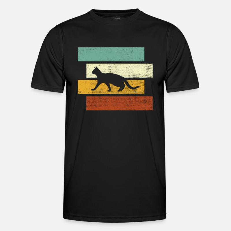 Katze Retro Männer Funktions-T-Shirt