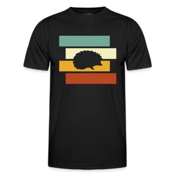Igel Retro - Männer Funktions-T-Shirt - Schwarz - Vorne - AI Model Male 178 dark (178cm)