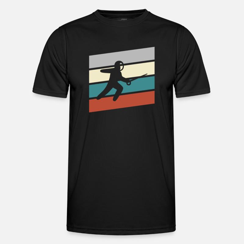 Fechten Retro - Männer Funktions-T-Shirt - Schwarz