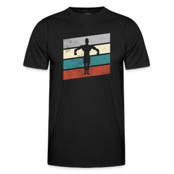 body building retro - Männer Funktions-T-Shirt - Schwarz - Vorne - AI Model Male 178 dark (178cm)