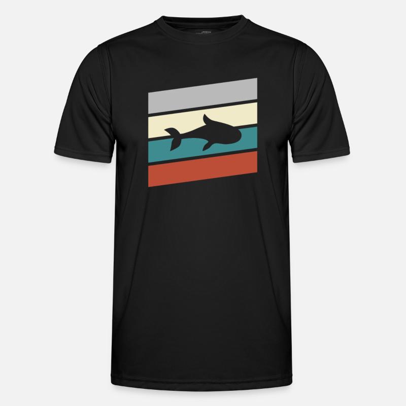 Fisch Retro - Männer Funktions-T-Shirt - Schwarz