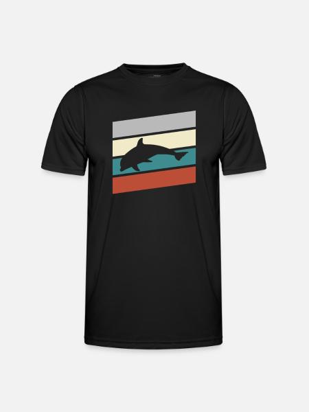 Delfin Retro - Männer Funktions-T-Shirt - Schwarz