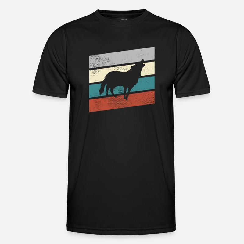 Wolf Retro - Men's Functional T-Shirt - black