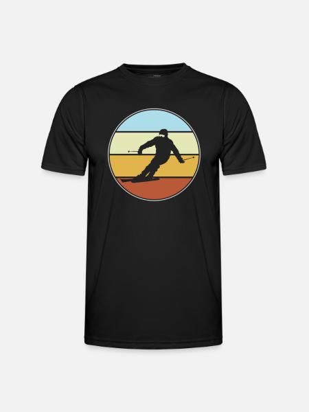 Ski rétro - T-shirt sport Homme - noir