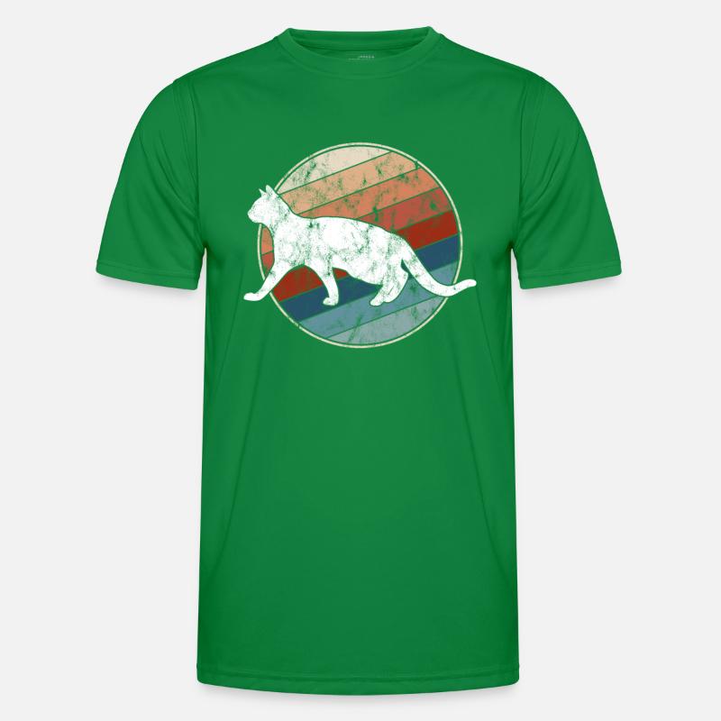 Katze Retro Männer Funktions-T-Shirt