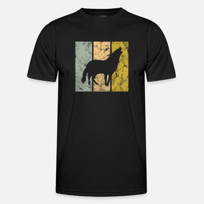Wolf - Männer Funktions-T-Shirt - Schwarz