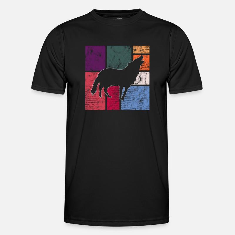 Wolf - Männer Funktions-T-Shirt - Schwarz