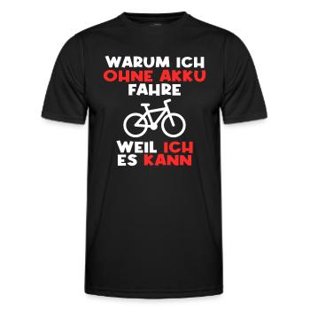 Fahrrad ohne Akku Spruch - Männer Funktions-T-Shirt - Schwarz - Vorne - AI Model Male 178 dark (178cm)