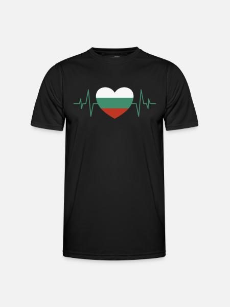 Bulgaria Heart Heartbeat - Men's Functional T-Shirt - black