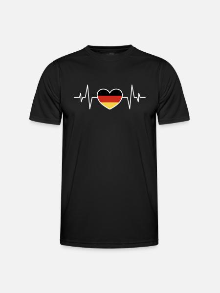 Germany Heart Heartbeat - Men's Functional T-Shirt - black