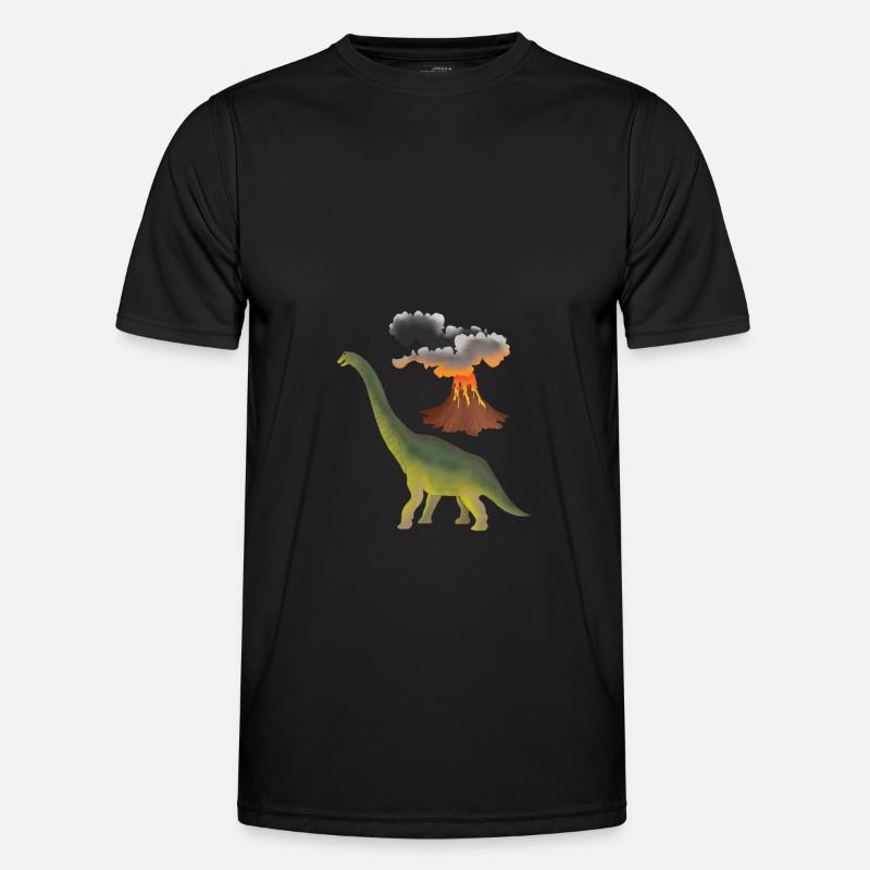 Dino und Vulkan Männer Funktions-T-Shirt