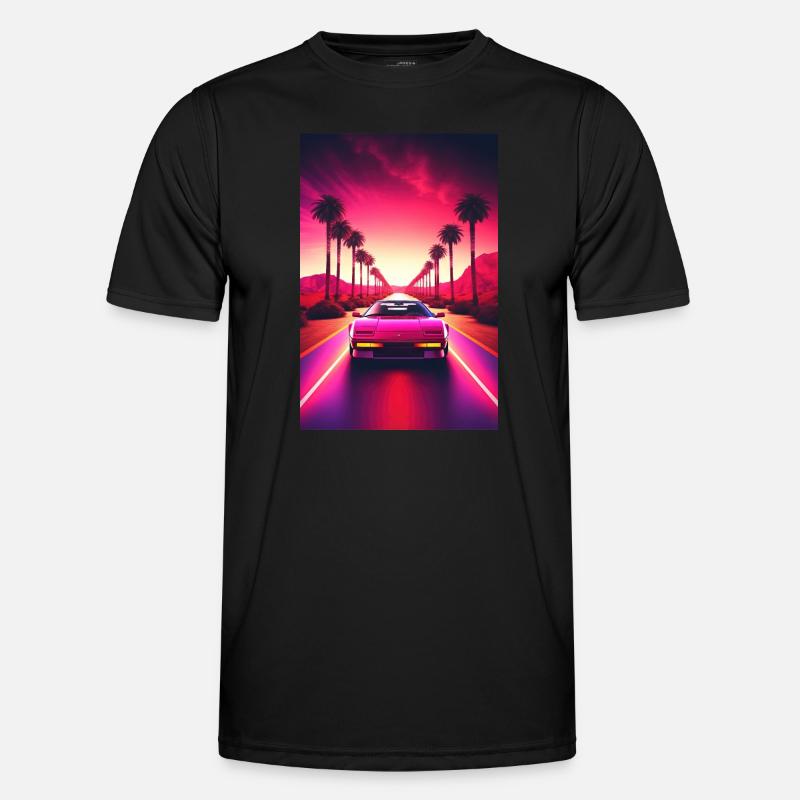 Retro Racer: A Synthwave Cruise through Time Männer Funktions-T-Shirt