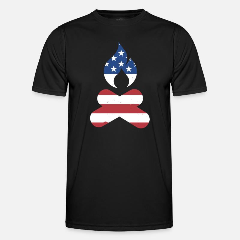 Camper Us Flag Camping - Men's Functional T-Shirt - black