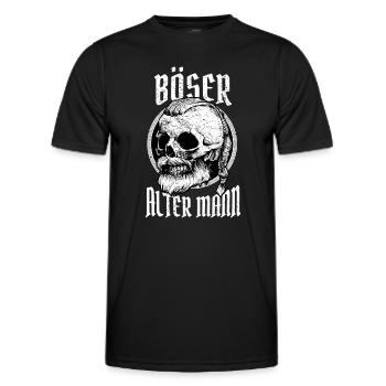 Böser Alter Mann Schädel Spruch Humor Wikinger - Männer Funktions-T-Shirt - Schwarz - Vorne - AI Model Male 178 dark (178cm)