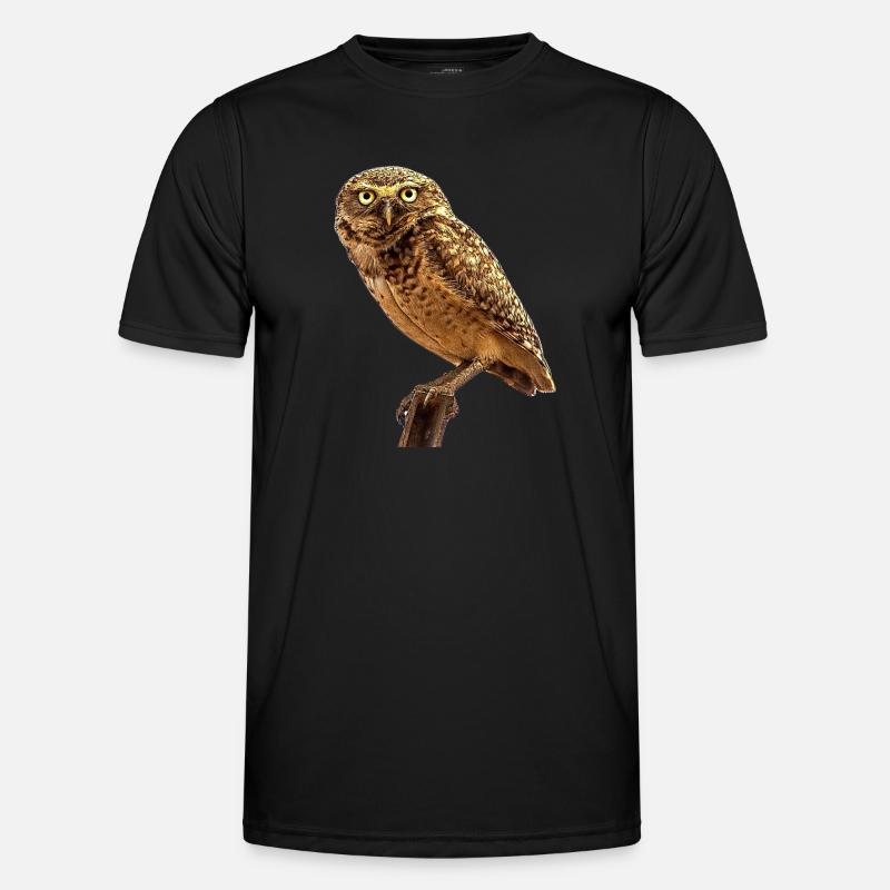 Die Eule die Eule - Männer Funktions-T-Shirt - Schwarz